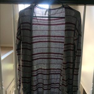 Maroon and Grey Thin Cardigan